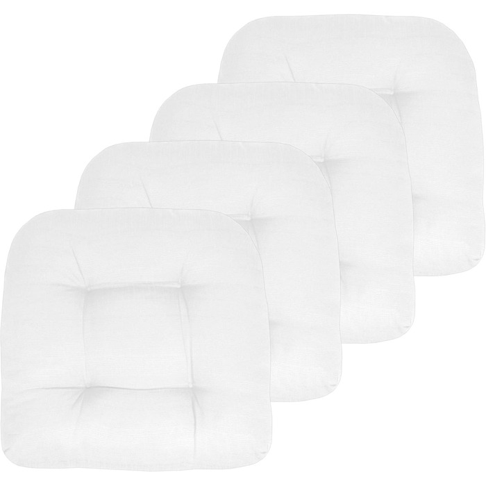 Подушка для крісла Sweet Home Collection Patio Cushion, преміум, зручна, з наповнювачем з товстого волокна, тафтингована, 48,3 x 48,3 см, чохол для сидіння, 4 шт. и (ука), білий 4 шт. ( в упаковці) білий