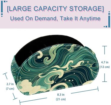 Настільний органайзер, Тримач для щіток, Органайзер для художніх товарів, Сучасне бірюзове мистецтво хвилі, Японська, Тумбочка, Настільний органайзер Pattern 12100