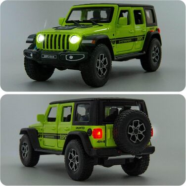 Дверний іграшковий автомобіль Wrangler 1/32 литий під тиском відкидний модельний автомобіль зі звуком і світлом іграшковий транспортний засіб для дівчаток хлопчиків фестиваль подарунок зелений автомобіль, 7-