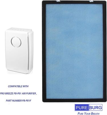 Змінний фільтр PUREBURG PB-P01, сумісний з очищувачем повітря Pro Breeze PB-P01, запасна частина PB-P01F, 2-упаковка H13, 4-ступенева фільтрація