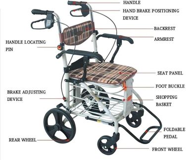 Стандартний допоміжний засіб для ходьби Rollator Roller Walker для людей похилого віку - алюмінієвий складаний допоміжний засіб для ходьби, регульований по висоті допоміжний засіб для ходьби для спільного використання