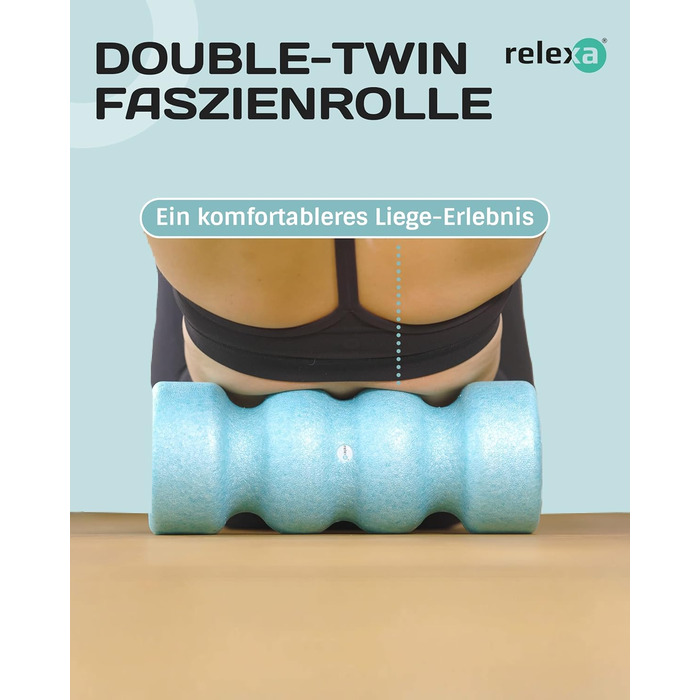 Ролик RELEXA Double-Twin Fascia з 4 ергономічними зонами дії для шиї, спини, сідниць і ніг. Глибоко ефективний для м'язів і фасцій. У різних кольорах. (Рожевий)