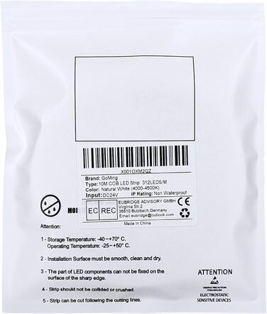 Світлодіодна стрічка Натуральна біла 4000K Світлодіодна стрічка 312LED/M Світлодіодна стрічка Самоклеюча CRI 93 Висока яскравість 6300 лм Неводонепроникна світлодіодна стрічка IP20 для прикраси внутрішнього будинку (тільки стрічка) Натуральний білий 10M, 