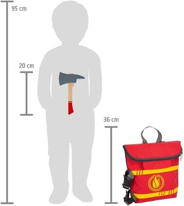 Маленький рюкзак пожежної бригади Foot з аксесуарами, дерев'яна іграшка пожежної бригади для рольових ігор, для дітей віком від 3 років, 12361 Рюкзак пожежної бригади