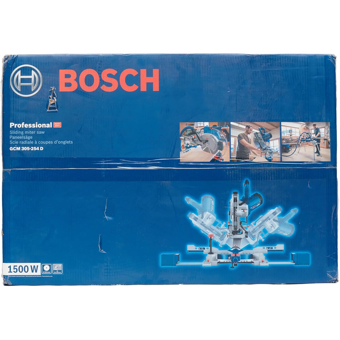 Професійна торцювальна пила Bosch GCM 305-254 D (прорізи до 90 x 305 мм, у комплекті 1 пиляльне полотно, 2 тримачі для заготовки, мішок для пилу, струбцина)