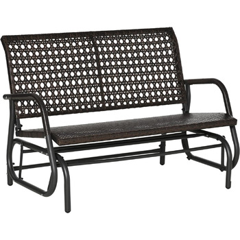 Лавка-гойдалка двомісна Outsunny Poly Rattan  70 x 120 x 84 см зі спинкою для парку