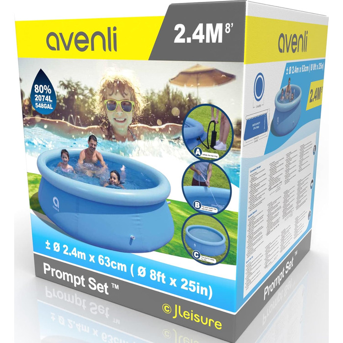 Басейн Avenli 244 x 63 см Family Prompt Set Pool Above Ground Pool Pool Set Blue Garden Pool Круглий плавальний басейн для сімей і дітей