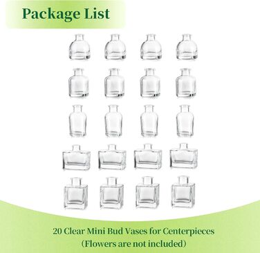 Маленькі вази для прикраси столу 20pcs Clear Mini Vases Set Різні прикраси вази скло, маленькі скляні вази міні-скляні пляшки вази прикраси, маленькі вази для квітів для весілля прикраса вечірки прикраса вітальні 20pcs Clear