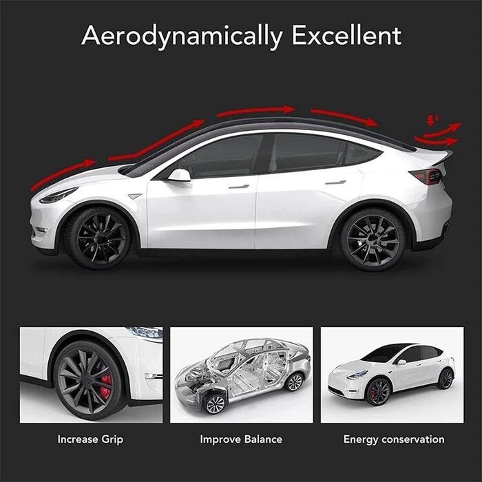 Крило спойлера для Tesla для Model Y 2023 Аксесуари Крило спойлера для Tesla Для моделі 3 Для Highland 2024 3/Y 2017-2024 Задня спойлерна губа (3 глянцеві карбонові)