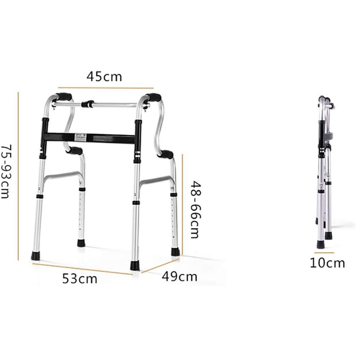Алюмінієвий складаний допоміжний засіб для ходьби, ролатор, 2-в-1 для людей похилого віку