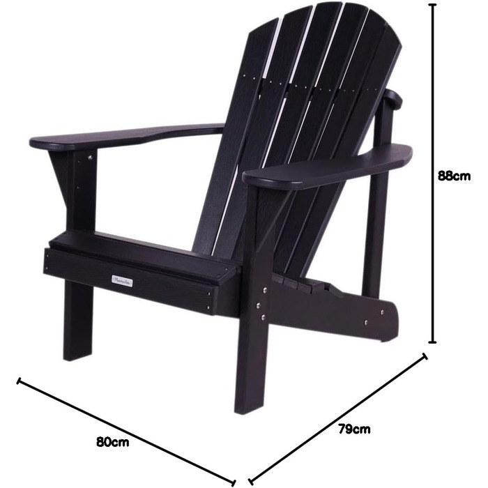 Садове крісло MaximaVida Adirondack Montreal Black - Низькі витрати на обслуговування 79 x 80 x 88 см