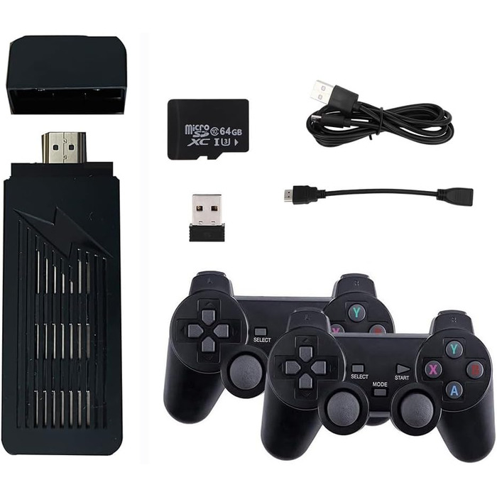 Ігрова приставка, Game Stick 4K HDMI вихід з 60000 ігор (256G) з 2.4G бездротовими контролерами Plug-and-Play відеоігри іграшка ручні емулятори для домашнього телевізора, 9 Retro Console