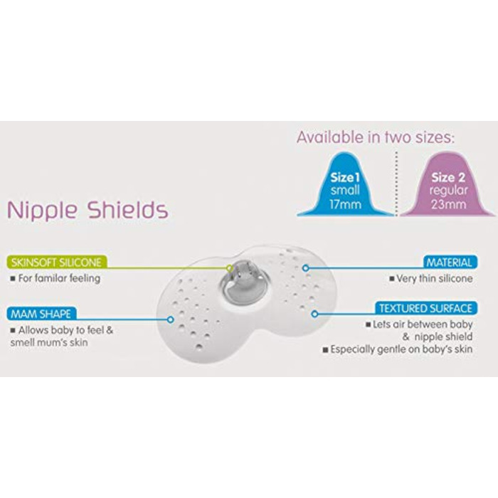 Протектор для сосків MAM розмір L (2 шт. и), щиток для грудей зі стерилізованим дорожнім кейсом, протектор для грудей для підтримки та покращення грудного вигодовування 2 накладки для сосків
