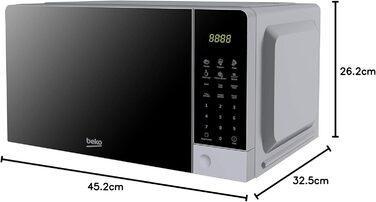 Мікрохвильова піч Beko Moc201103S, 20 л, цифрова, сріблястого кольору 45,2 x 32,5 x 26,2 см