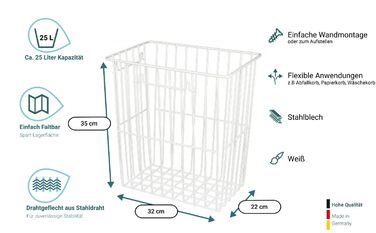 Контейнер для макулатури Blanc HYGIENIC FIX 25 л для сміття, матове покриття з нержавіючої сталі