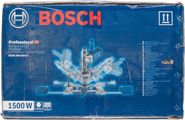 Професійна торцювальна пила Bosch GCM 305-254 D (прорізи до 90 x 305 мм, у комплекті 1 пиляльне полотно, 2 тримачі для заготовки, мішок для пилу, струбцина)