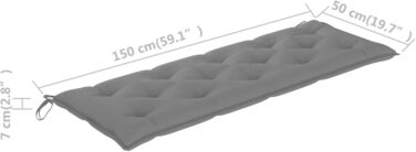 Подушка для садової лавки Tidyard Подушка для сидіння Подушка для саду Подушка для сидіння Садові меблі сіра 150x50x7 см тканина