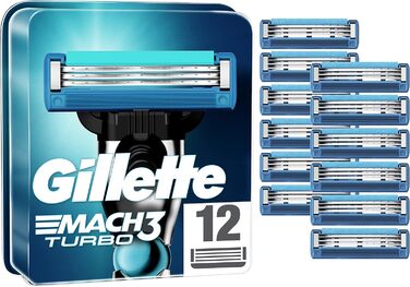 Леза для бритви Gillette Mach3 Turbo, змінні леза для вологих бритв Men з 3-кратним лезом, 12 шт. Alt 12 шт. (1 упаковка)