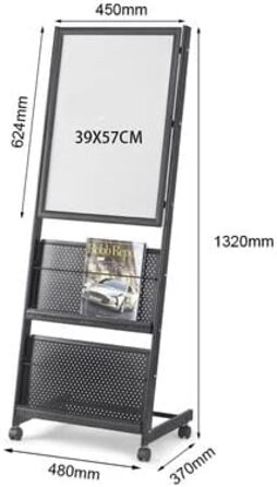 Підлогова стійка для журналів газетний стенд, інформаційний стенд, газетний стенд, металева залізна основа, мобільний рекламний стенд інформаційний стенд, 83B