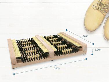 Килимок для зняття взуття 36x27x5,5см Дерево для зовнішнього оздоблення з бічними планками для ідеального чищення вашого взуття