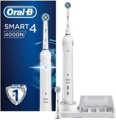 Електрична зубна щітка Oral-B Smart 4 4000N білого кольору на базі Braun, 4210201203377