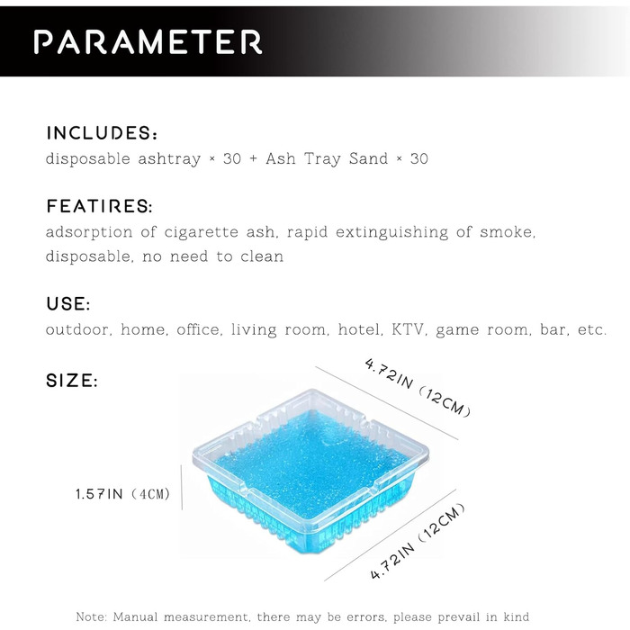 Одноразова попільничка для вуличних сигарет, бездимна попільничка для внутрішнього використання, портативна, вітрозахисна, 30 шт. , синій очищувач диму, одноразова попільничка з піском (синя)