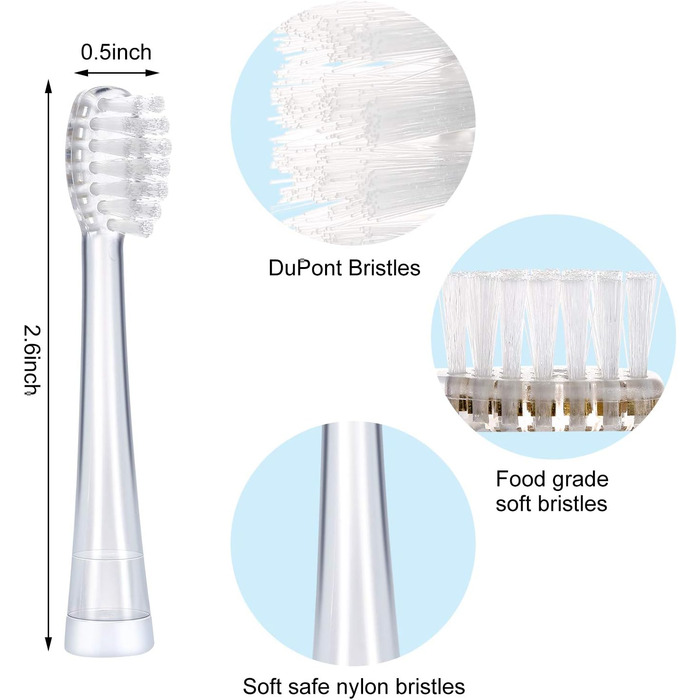 Дитячі додаткові змінні головки Насадка для зубної щітки для хлопчиків, дівчаток старше 3 років Змінна головка для електричних зубних щіток, сумісна з насадками для щітки SG-831 / SG-621 / SG-677 / SG-513 / EK61 / EK2, 8 шт.