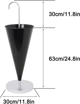 Металевий тримач для парасольки для передпокою, кругла підставка для парасольки, окремо стоячий тримач для парасольки зі знімним піддоном для крапель/чорний/30 x 30 x 93 см Guld 30x30x93 см