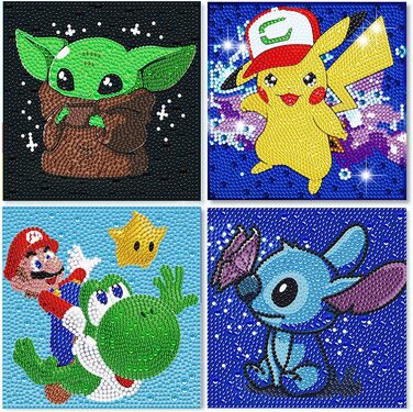 Безрамковий 15x15 Cm), 5d Diamond Painting 4 pieces Creative gifts for Girls And Boys, Craft Boy 8 Years Home Wall Decor (