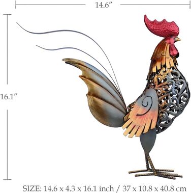 Декоративна фігурка півня Tooarts, виготовлена з металу, різьблена, будиночок з предметами меблів