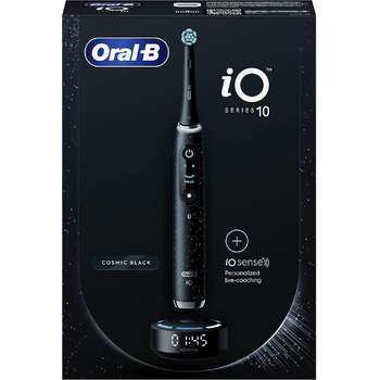 Електрична зубна щітка Oral-B iO Series 10 змінна щітка, Bluetooth, 7 режимів чищення, тренування, 1 дорожня сумка, 1 сумка, чорний / космічний чорний (упаковка може відрізнятися)