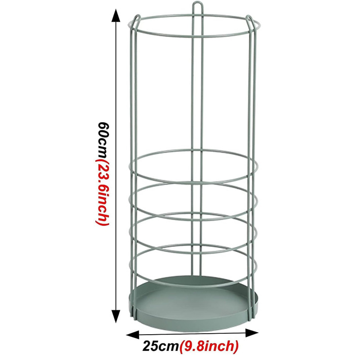 Місце для зберігання парасольок Cuiynic, підставка для парасольок, зелений органайзер для вхідної зони, тримач для парасольки висотою 60 см з піддоном для крапель, круглі металеві підставки для парасольок для паличок/сухоцвітів