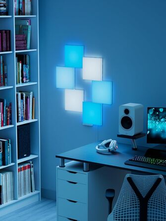 Стартовий комплект Nanoleaf Blocks Розсіяне освітлення 6 квадратів, панель настінної лампи зі зміною кольору RGBW, синхронізація музики та екрана, додаток WiFi та голосове керування (сумісність із Alexa, Apple і Google Home)