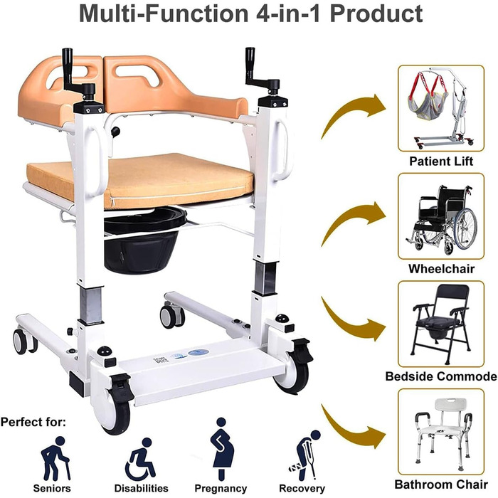 Трансферний підйомник для інвалідних візків 4-в-1 Сходові підйомники для дому, приліжковий комод для інвалідів, транспортне крісло для людей похилого віку Догляд Підйомник для інвалідів для інвалідів Стиль F