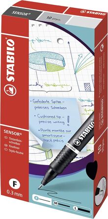 Лайнер з підпружиненим наконечником - STABILO SENSOR F - fine - упаковка 10 шт. - синій