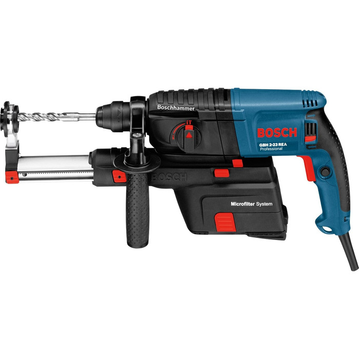 Перфоратор Bosch Professional GBH 2-23 REA (710 Вт, 2,3 Дж, SDS plus, макс. свердління 32 мм, вбудований відсмоктувач, вкл. додаткову ручку, 5 ущільнювальних кілець, перфоратор, кейс) Solo