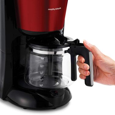 Кавоварка з фільтром Morphy Richards 162752EE зі скляним глечиком, нержавіюча сталь/червоний червоний - скляний глечик