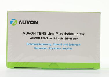 Апарат AUVON TENS, 2-канальний пристрій струму для стимуляції TENS з 20 програмами тренувань і 10 шт. ами електродних прокладок преміум-класу із запатентованою конструкцією для полегшення болю спини, плечей, шиї, ніг