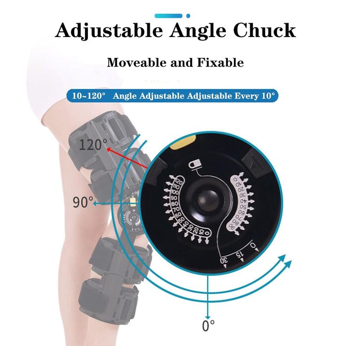 Бандаж на колінний суглоб Ортопедична захисна шина Іммобілізатор Стабілізатор Регульований бандаж на колінний суглоб з бічними стабілізаторами ніг, фіксатором стабілізатора, кутом нахилу шарнірів