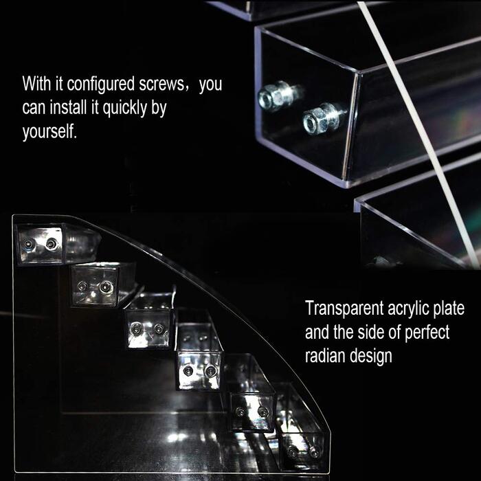 Сходи для лаку для нігтів, 2-7 поверх акрилова підставка для лаку для нігтів, органайзер для зберігання лаку для нігтів, прозорий тримач для лаку для нігтів, тримач для організованої помади для нігтів, прозорий (3 яруси)