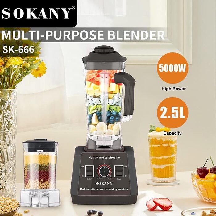 666 5000W Hochleistungsmixer, 9 Geschwindigkeitsstufe, 2-in-12,5L Standmixer und Smoothie Maker & Kaffeemhle, Selbstreinigungsfunktion, Ohne BPA (SK-666, 5000W) SK-666, 666 5000W Hochleistungsmixer, 9 Geschwindigkeitsstufe, 2-in-12,5L Standmixer und Smoot