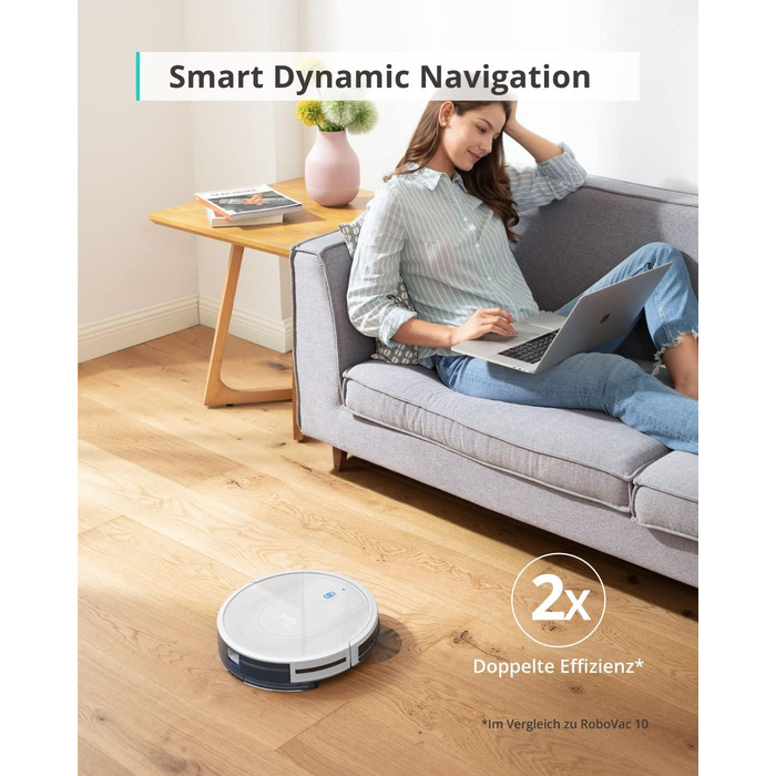 Робот-пилосос eufy з функцією прибирання, RoboVac G10 Hybrid, Smart Dynamic Navigation, 2-в-1 пилосос і робот-пилосос, потужність всмоктування 2000 Па, самозарядка, ідеально підходить для твердих підлог (білий)