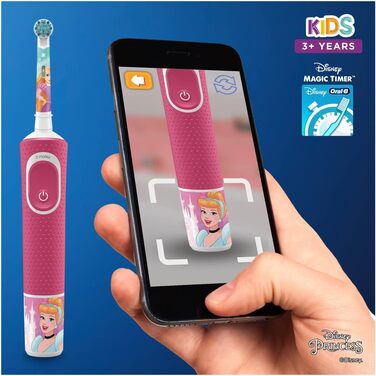 Електрична акумуляторна зубна щітка Oral-B Stages Power Kids з принцесами Діснея від 3 років (упаковка може відрізнятися)