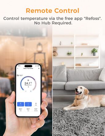 Термостат опалення Refoss WiFi, термостат водяної теплої підлоги, бойлер, розумний термостат, кімнатний термостат голосового керування, настінний інтелектуальний цифровий термостат дистанційного керування для HomeKit, Alexa, Google