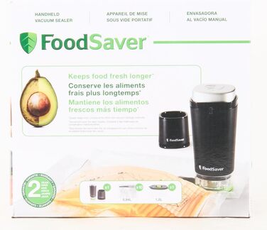 Акумуляторний ручний вакуумний пакувальник FoodSaver для запаювання харчових продуктів із зарядною станцією Міні вакуумний пакувальник з 1 контейнером для консервування та маринування та 5 вакуумними упаковувачами для зберігання свіжості VS1199 шт. Станда