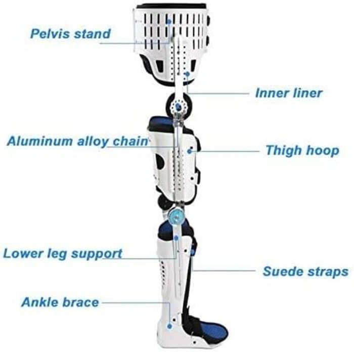 Ортез для відведення стегна з шарніром, гомілковостопний ортез і ортез для стопи можна адаптувати до стегна, використовується при переломах стегна, переломах стегна і переломах стегнової кістки (колір лівий) Лівий Один розмір підходить для всіх