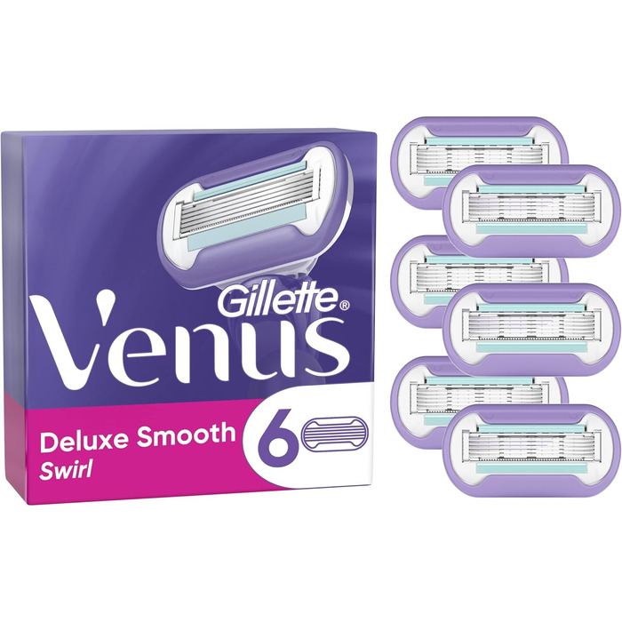 Леза для бритви Gillette Venus Extra Smooth Swirl жіночі зі зволожувачами для захисту шкіри, 6 змінних лез