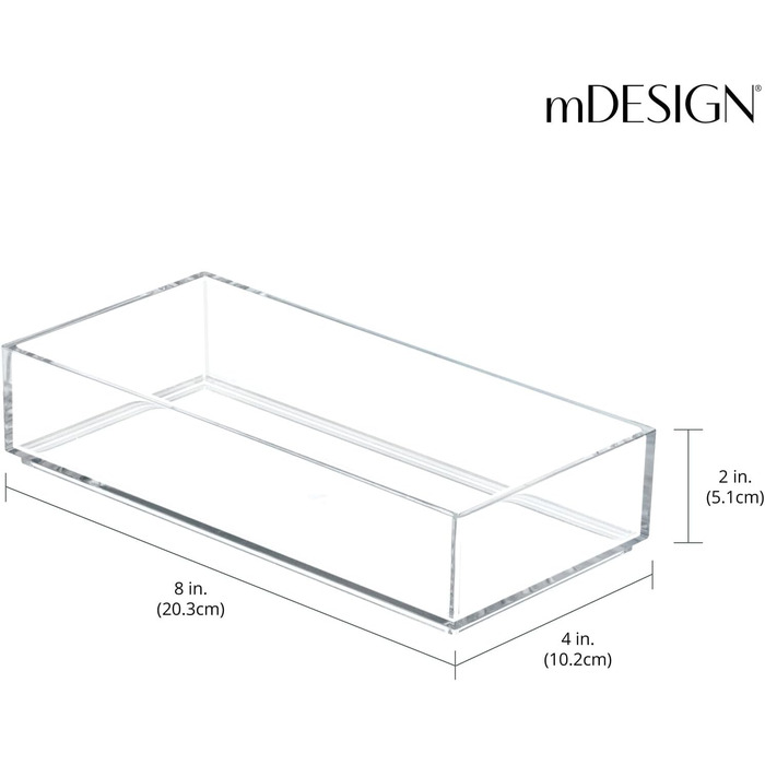 Органайзер для косметики mDesign - Штабельована коробка для зберігання косметичних предметів, таких як губна помада та лак для нігтів - Зберігання косметики для ванної кімнати або спальні - Набір з 3 шт. - Clear Clear 5,1 x 20,3 x 10,2 см