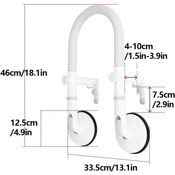 Білий, поручень з нержавіючої сталі, поручні для душу для людей похилого віку, поручні для людей похилого віку, ручка для душу 12,5 см, поручень