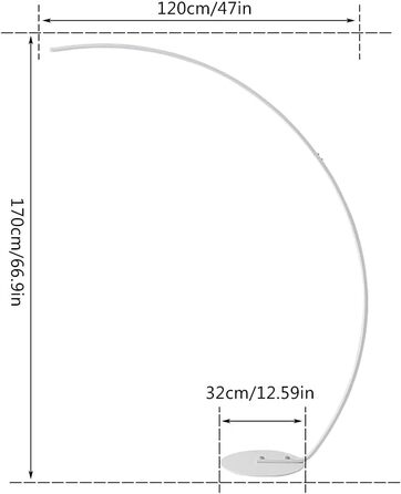 Світлодіодний торшер Aanyhoh Дуговий світильник з регулюванням яскравості Вітальня, 25 Вт торшер з пультом дистанційного керування, Сучасна дугова лампа 3 Колірна температура та функція пам'яті, Лампа для читання для дивана Офісна спальня, H 170 см (білий
